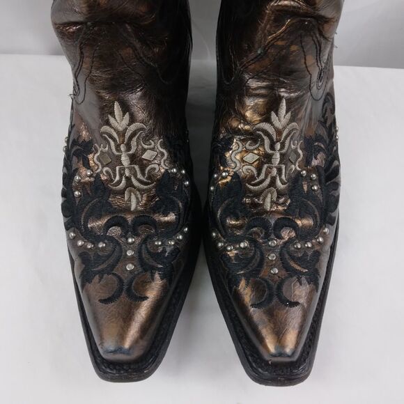 CORRAL Bronze Leather Studded Distressed Western Cowboy Boots Rodeo Women's 7M - Picture 6 of 16